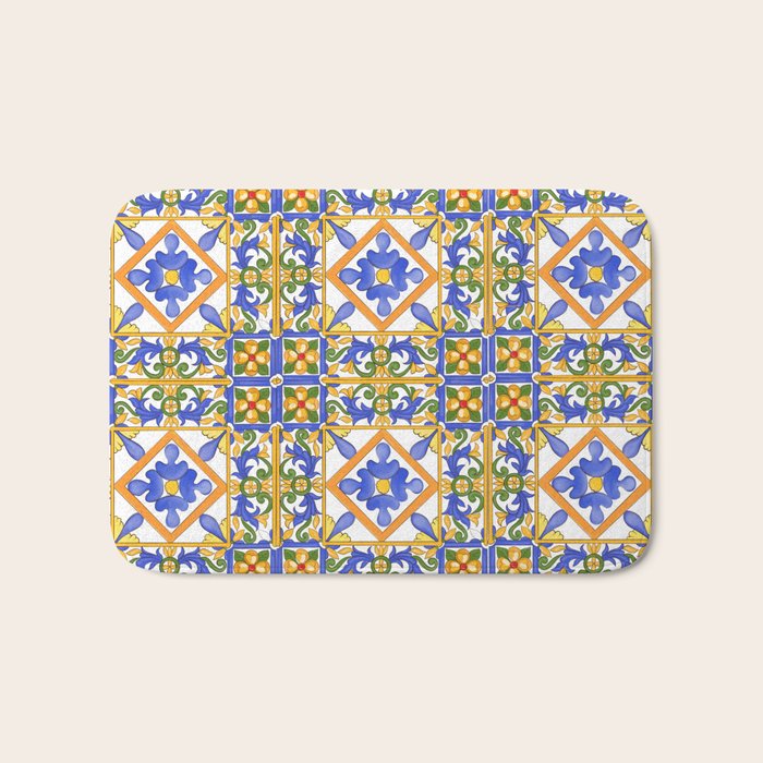 Summer,colourful detailed, Sicilian style art Bath Mat Gallery Image 1