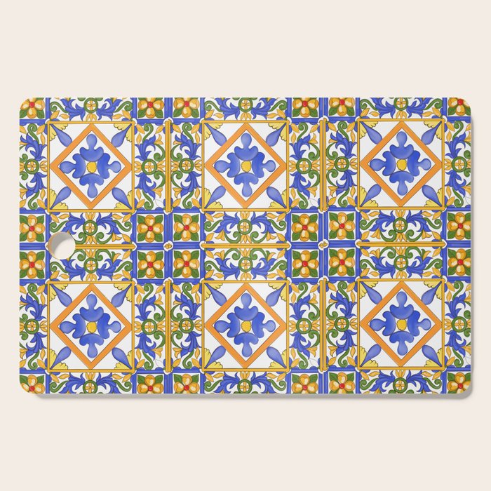 Summer,colourful detailed, Sicilian style art Cutting Board Gallery Image 1
