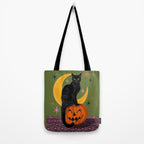 Black Cat - Moonlit Mischief on Halloween Tote Bag Gallery Image 2
