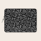 Abstract black and white line doodle pattern Laptop Sleeve Gallery Image 1