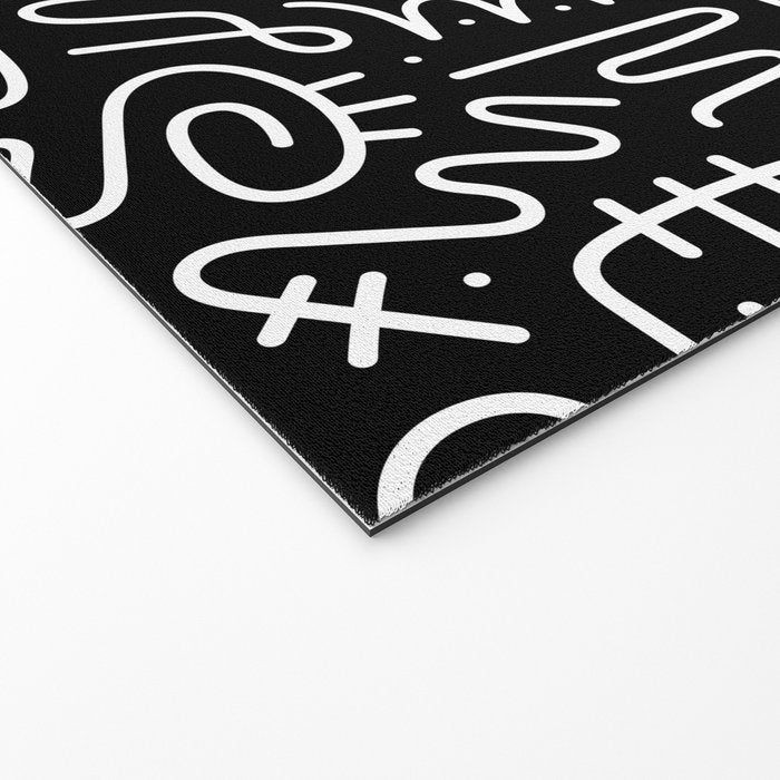 Abstract black and white line doodle pattern Welcome Mat Gallery Image 2