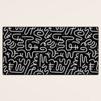 Abstract black and white line doodle pattern Desk Mat Gallery Image 3