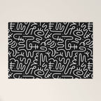 Abstract black and white line doodle pattern Welcome Mat Gallery Image 1