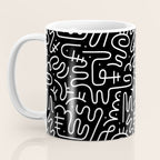 Abstract black and white line doodle pattern Coffee Mug Gallery Image 3