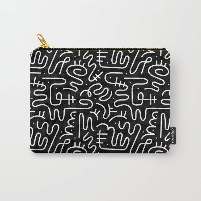 Abstract black and white line doodle pattern Carry All Pouch Gallery Image 1