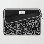 Abstract black and white line doodle pattern Laptop Sleeve Gallery Image 2