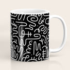 Abstract black and white line doodle pattern Coffee Mug Gallery Image 1