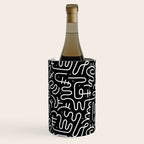 Abstract black and white line doodle pattern Wine Chiller Gallery Image 2