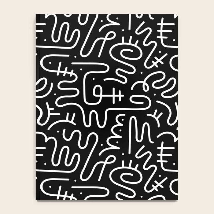 Abstract black and white line doodle pattern Notebook Gallery Image 4
