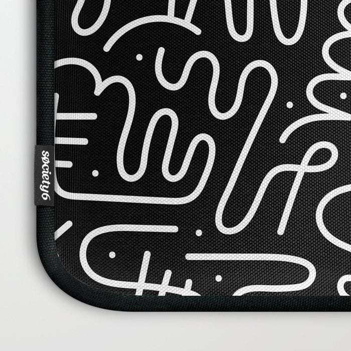 Abstract black and white line doodle pattern Laptop Sleeve Gallery Image 3