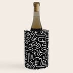Abstract black and white line doodle pattern Wine Chiller Gallery Image 1
