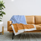 Pastel Royal Blue Yellow ochre Mid Century Modern Abstract Minimalist Rothko Color Field Squares Throw Blanket Gallery Image 1