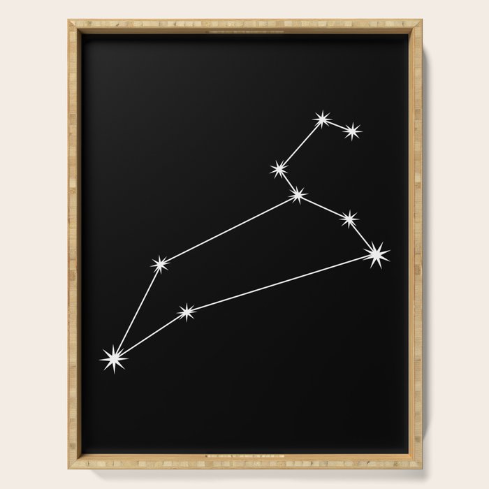 Leo Zodiac Star Constellation Line Art Black Serving Tray Gallery Image 1