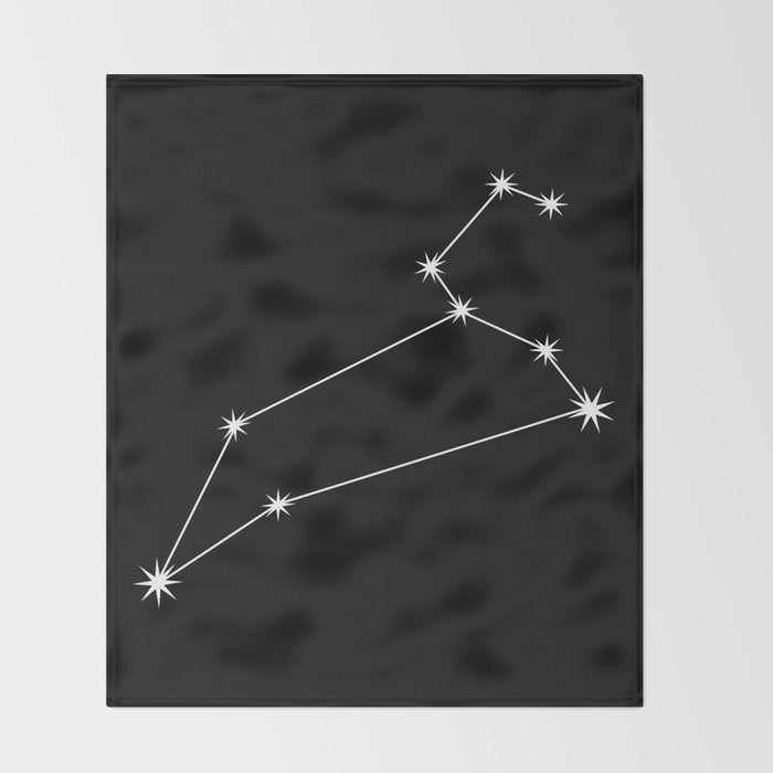 Leo Zodiac Star Constellation Line Art Black Throw Blanket Gallery Image 2
