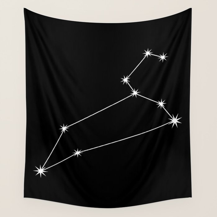 Leo Zodiac Star Constellation Line Art Black Wall Tapestry Gallery Image 4