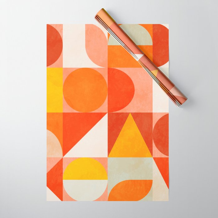 mid century geometry sunny 3 Wrapping Paper Gallery Image 1