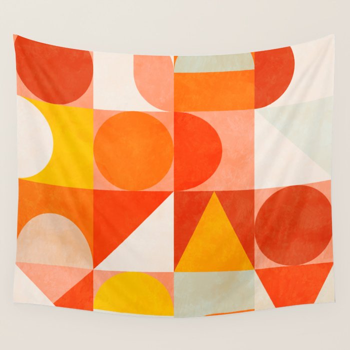 mid century geometry sunny 3 Wall Tapestry Gallery Image 4
