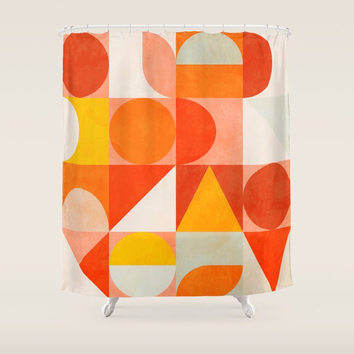 mid century geometry sunny 3 Shower Curtain Gallery Image 1