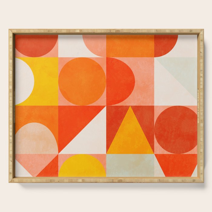 mid century geometry sunny 3 Serving Tray Gallery Image 1