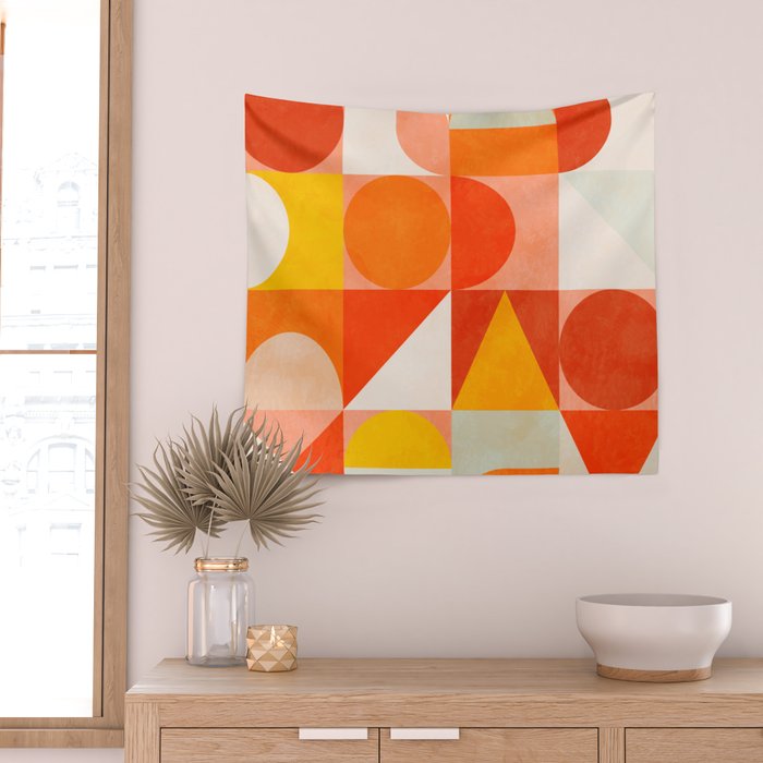 mid century geometry sunny 3 Wall Tapestry Gallery Image 2