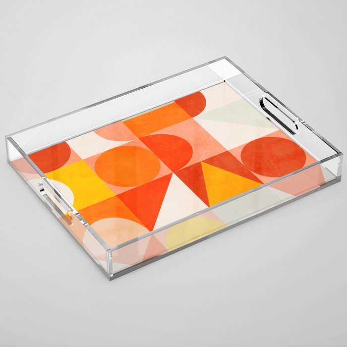 mid century geometry sunny 3 Acrylic Tray Gallery Image 1