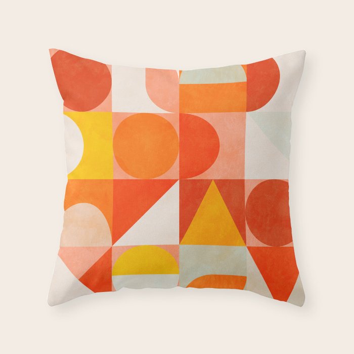 mid century geometry sunny 3 Throw Pillow Gallery Image 6