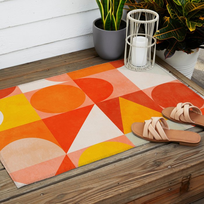 mid century geometry sunny 3 Outdoor Rug Gallery Image 2