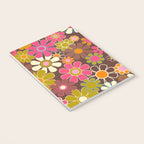 Groovy Retro Garden 60s 70s Floral Pattern Brown Avocado Pink Notebook Gallery Image 3