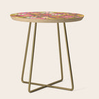Groovy Retro Garden 60s 70s Floral Pattern Brown Avocado Pink Side Table Gallery Image 1