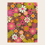 Groovy Retro Garden 60s 70s Floral Pattern Brown Avocado Pink Poster Gallery Image 4