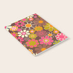 Groovy Retro Garden 60s 70s Floral Pattern Brown Avocado Pink Notebook Gallery Image 2