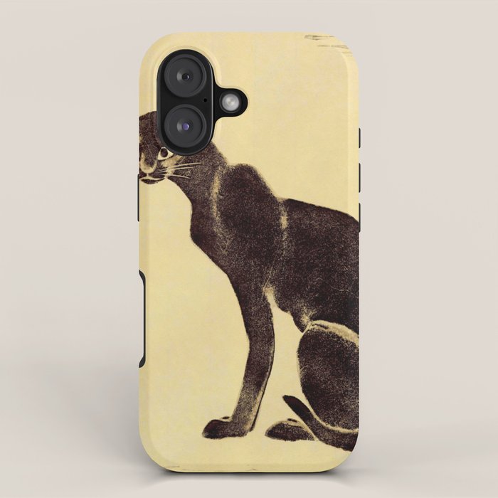 Aoyama Masaharu Black Skinny Cat Japanese Woodblock Print East Asian Art iPhone Case Gallery Image 1