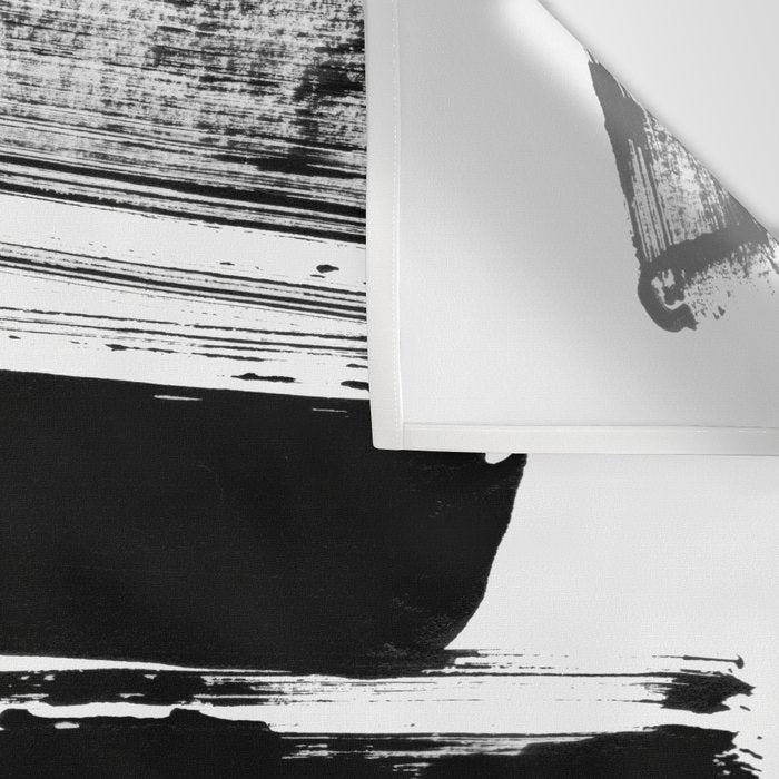 Stripes Black & White Minimalist Abstract Mid century Ink Art Dark Brush Strokes Wall Tapestry Gallery Image 3