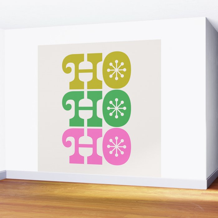 Ho Ho Ho - Pink and Green Wall Mural Gallery Image 2