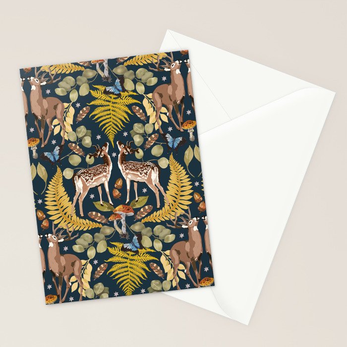 Deer Reflection at Night A Stationery Card Gallery Image 2