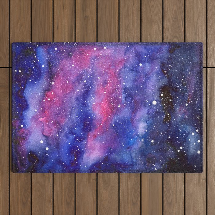 Nebula Galaxy Watercolor Space Sky Outdoor Rug Gallery Image 1