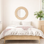 World map in dusty pink & grey watercolor, Adventure awaits Duvet Cover Gallery Image 3