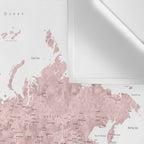 World map in dusty pink & grey watercolor, Adventure awaits Wall Tapestry Gallery Image 3
