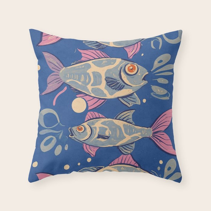 Oceanic Life - Fishes Throw Pillow Gallery Image 1