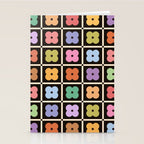 Colorful Flowers and Black & White Patchwork Gingham  Stationery Card Gallery Image 2