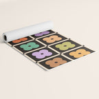 Colorful Flowers and Black & White Patchwork Gingham  Yoga Mat Gallery Image 2