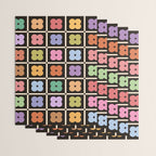 Colorful Flowers and Black & White Patchwork Gingham  Wrapping Paper Gallery Image 3
