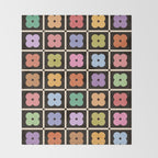Colorful Flowers and Black & White Patchwork Gingham  Throw Blanket Gallery Image 2