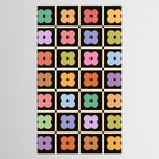 Colorful Flowers and Black & White Patchwork Gingham  Tablecloth Gallery Image 2