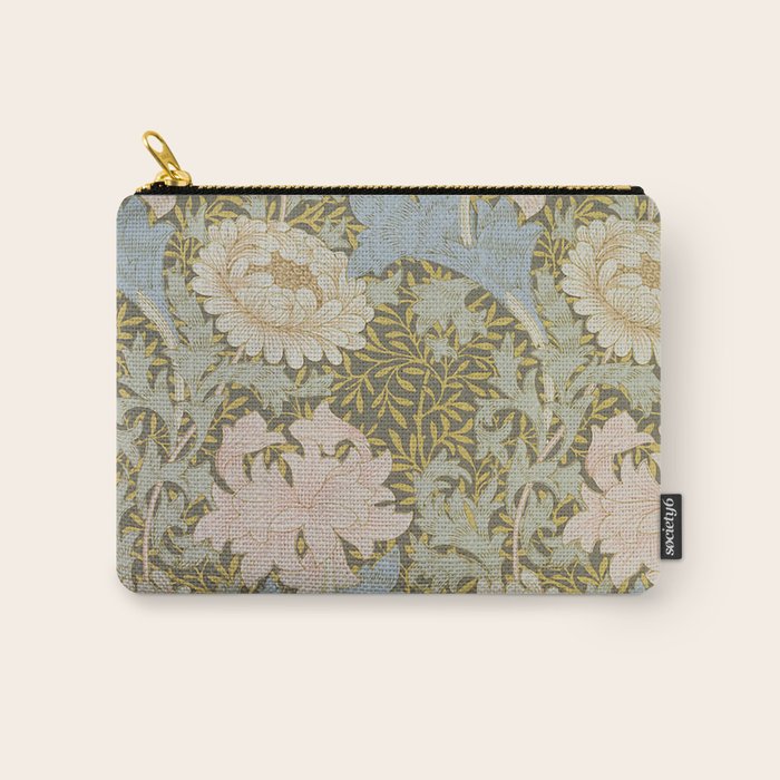 William Morris Vintage Chrysanthemum Pastel Pink Gold Blue 1876  Carry All Pouch Gallery Image 1