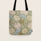 William Morris Vintage Chrysanthemum Pastel Pink Gold Blue 1876  Tote Bag Gallery Image 1