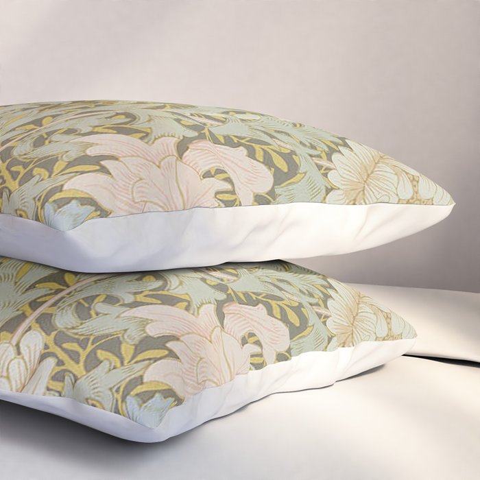 William Morris Vintage Chrysanthemum Pastel Pink Gold Blue 1876  Pillow Sham Gallery Image 3