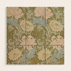 William Morris Vintage Chrysanthemum Pastel Pink Gold Blue 1876  Wood Wall Art Gallery Image 1