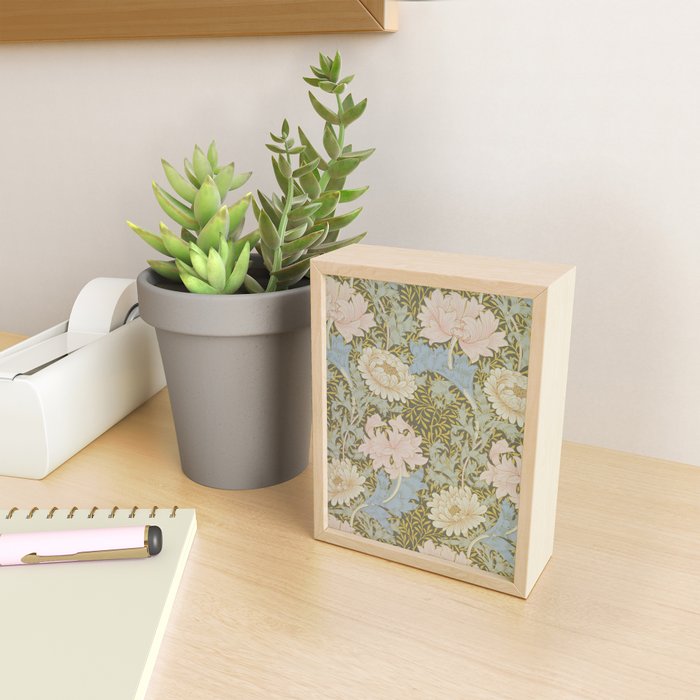 William Morris Vintage Chrysanthemum Pastel Pink Gold Blue 1876  Mini Art Print Gallery Image 2