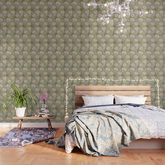 William Morris Vintage Chrysanthemum Pastel Pink Gold Blue 1876  Wallpaper Gallery Image 3